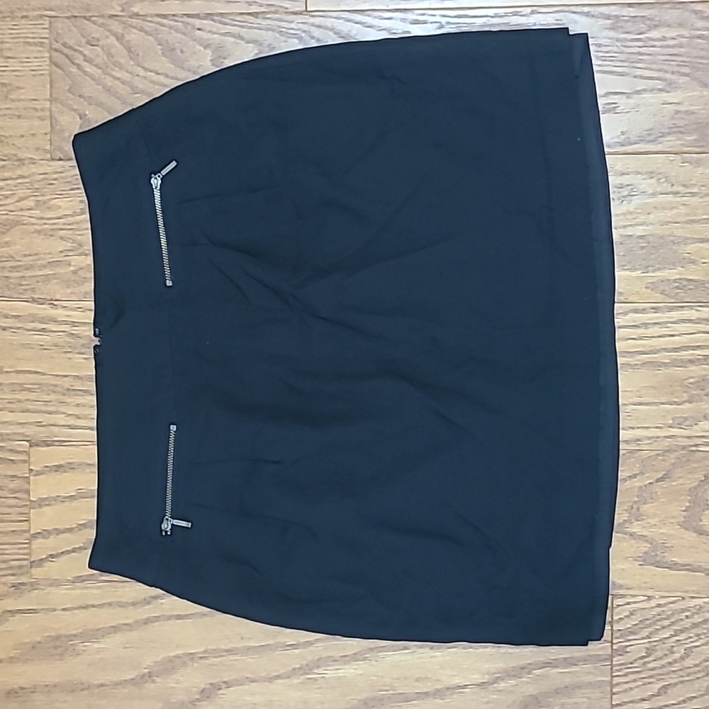 LOFT Black Skirt with Silver Zipper Accents
